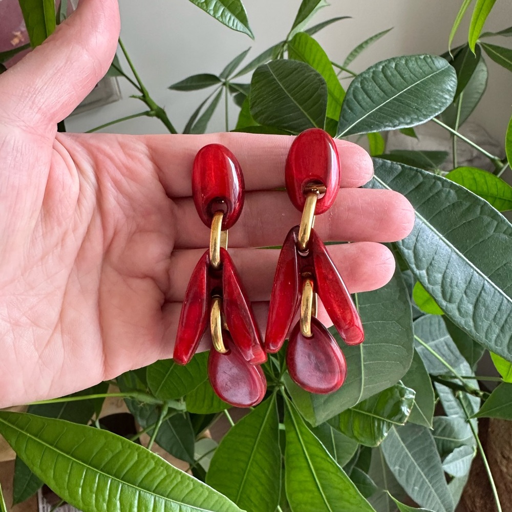 Bold Vintage Red Dangle Earrings